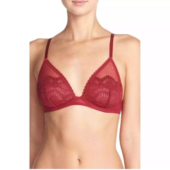 Free People Other - Intimately Free People Embrace Lace Underwire Triangle Bra 32A Berry Wine NWT